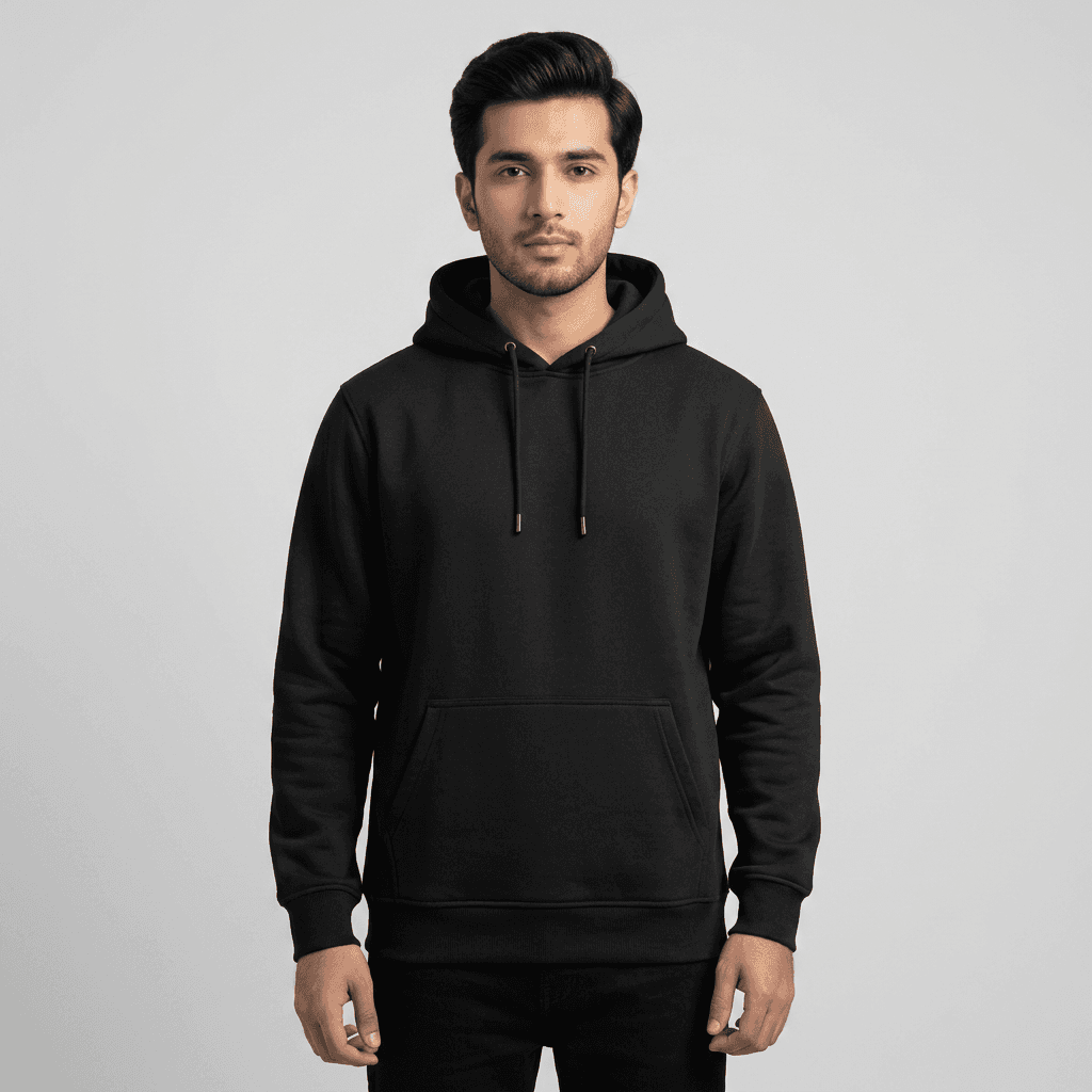 Plain black hoodie